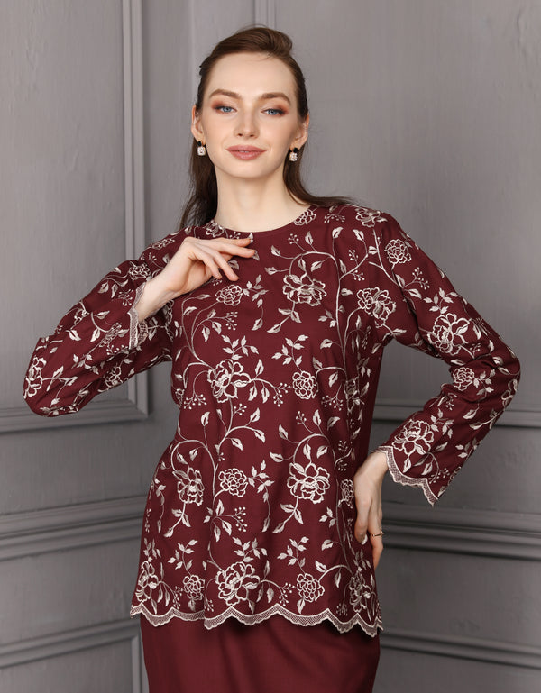 BAJU KURUNG KEDAH BIDASARI (MAROON)